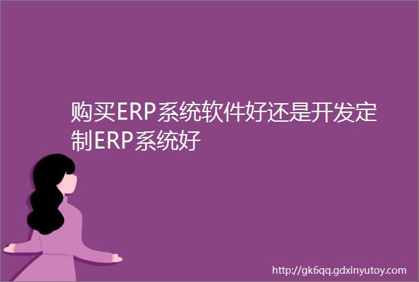 购买ERP系统软件好还是开发定制ERP系统好